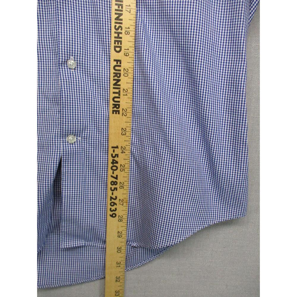 Lands End Blue Classic Checkered Workwear Oxford Shirt ButtonDown Size 16-1/2 35 - Picture 7 of 10